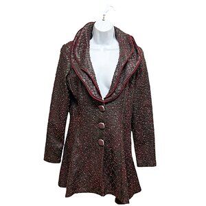 Frank Lyman Adjustable Collar Cardigan Jacket Red Black Size 8